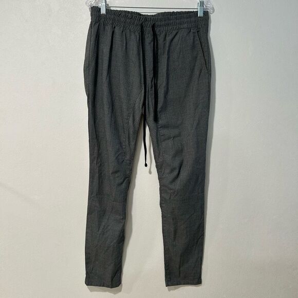 PacSun Men’s Joggers Medium Gray Plaid Slim Fit Drawstring Pants - Picture 1 of 6